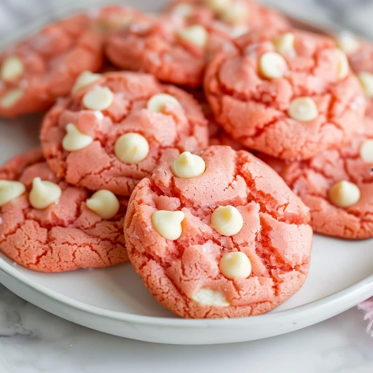 Indulgent cookies made with strawberry cake mix for a delightful treat