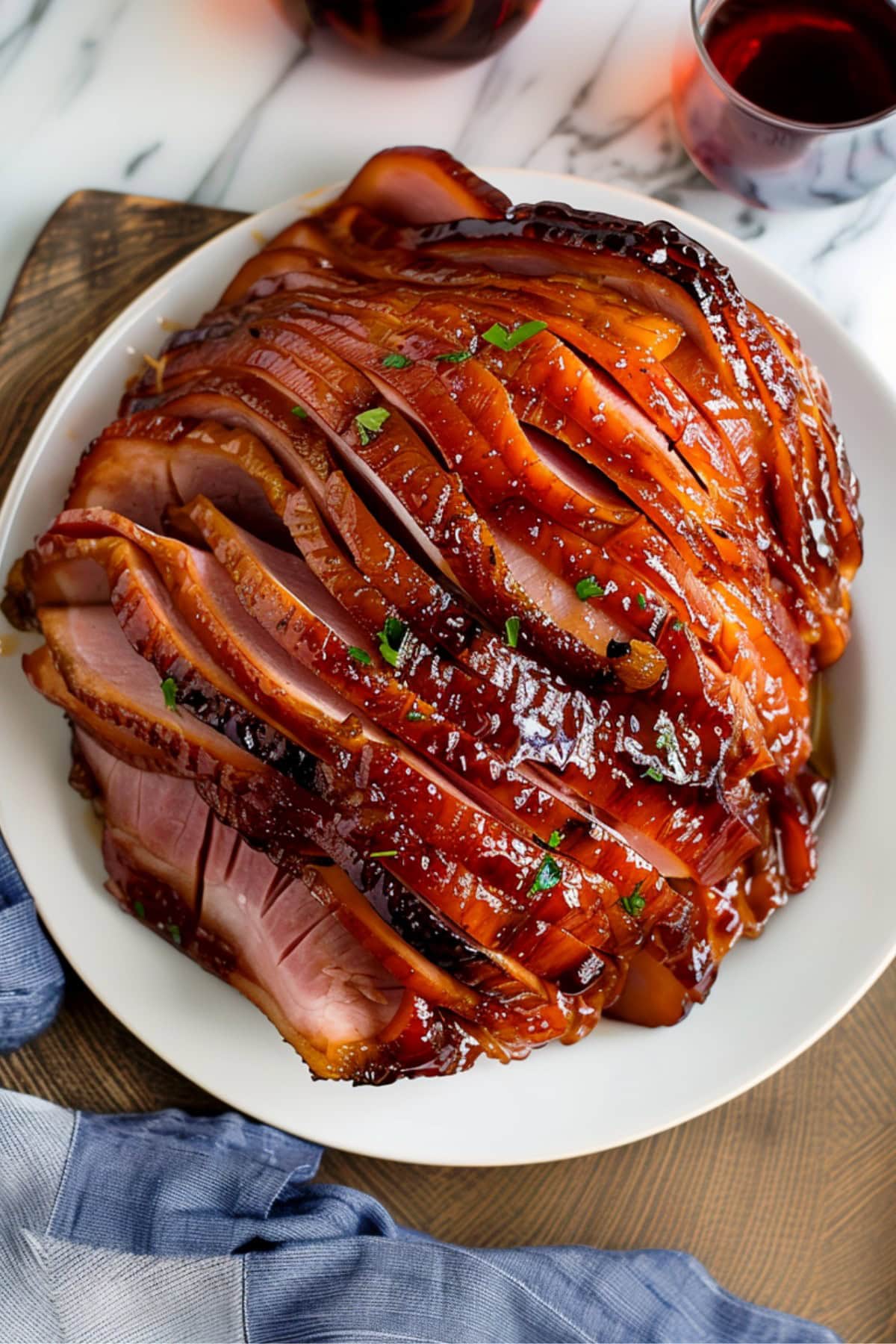 A combination of sweet and spicy Coca-Cola glazed ham with sugar and spices