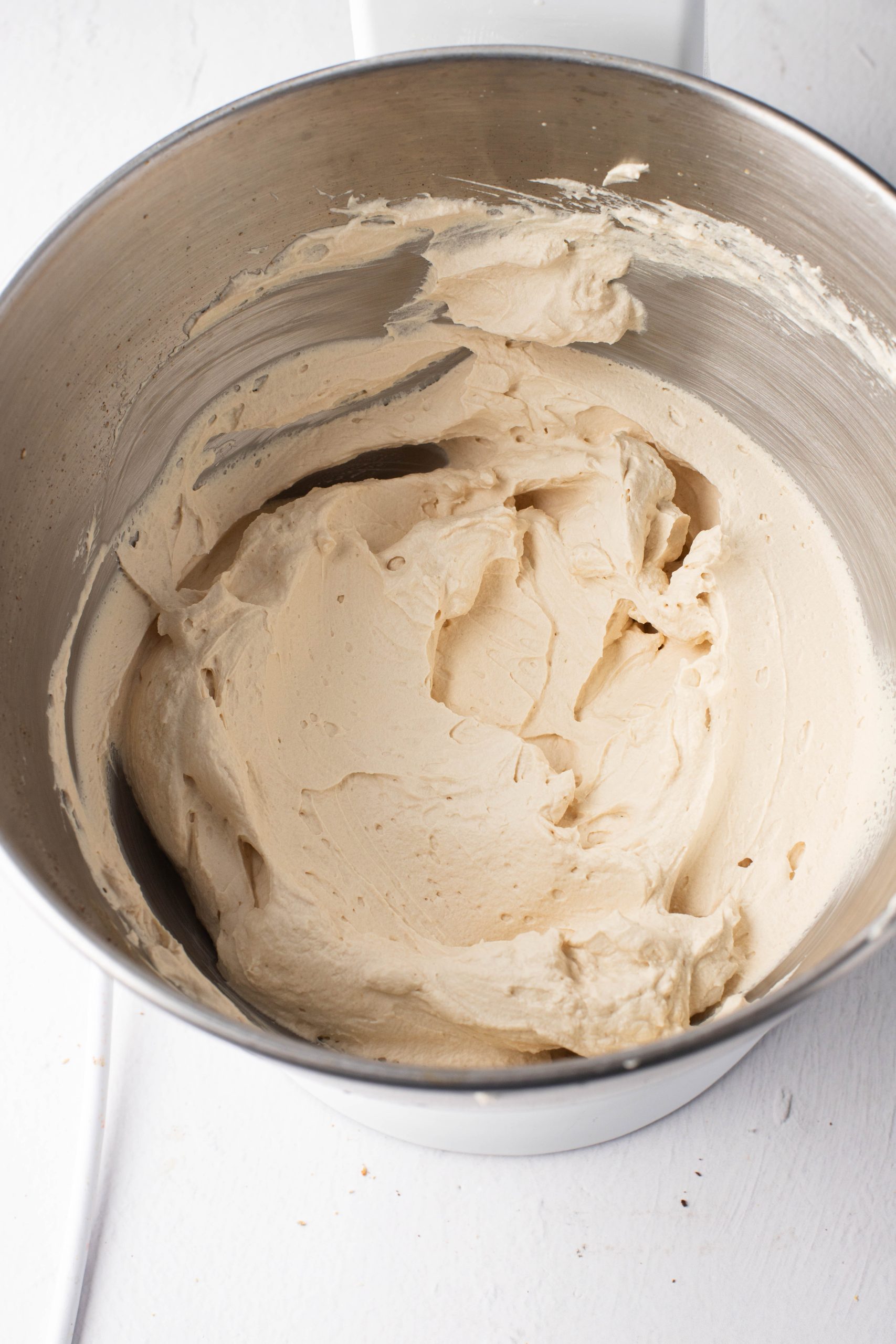 Coffee Whipped Cream in a mixing bowl