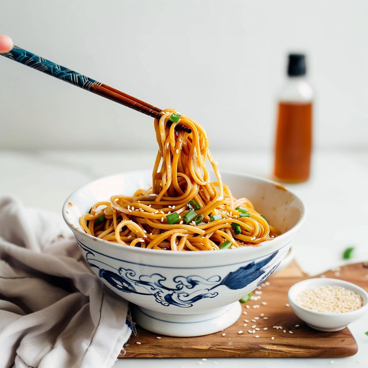 Flavorful hibachi noodles, tossed with soy sauce, sesame oil, and fresh herbs for an authentic taste