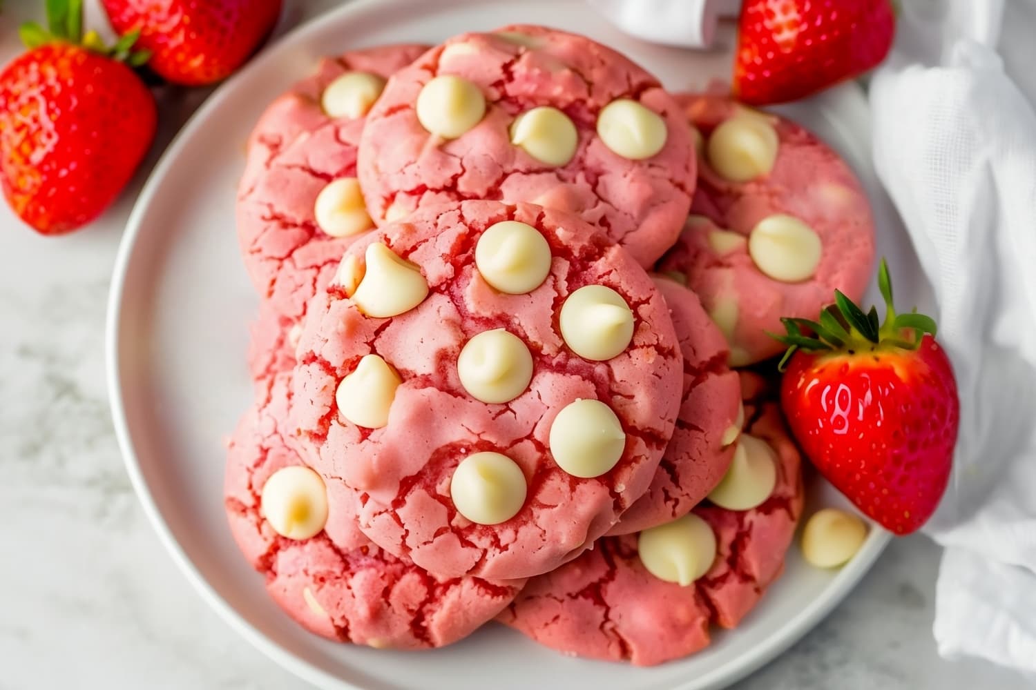 Sweet and soft freshly baked homemade strawberry cake mix cookies
