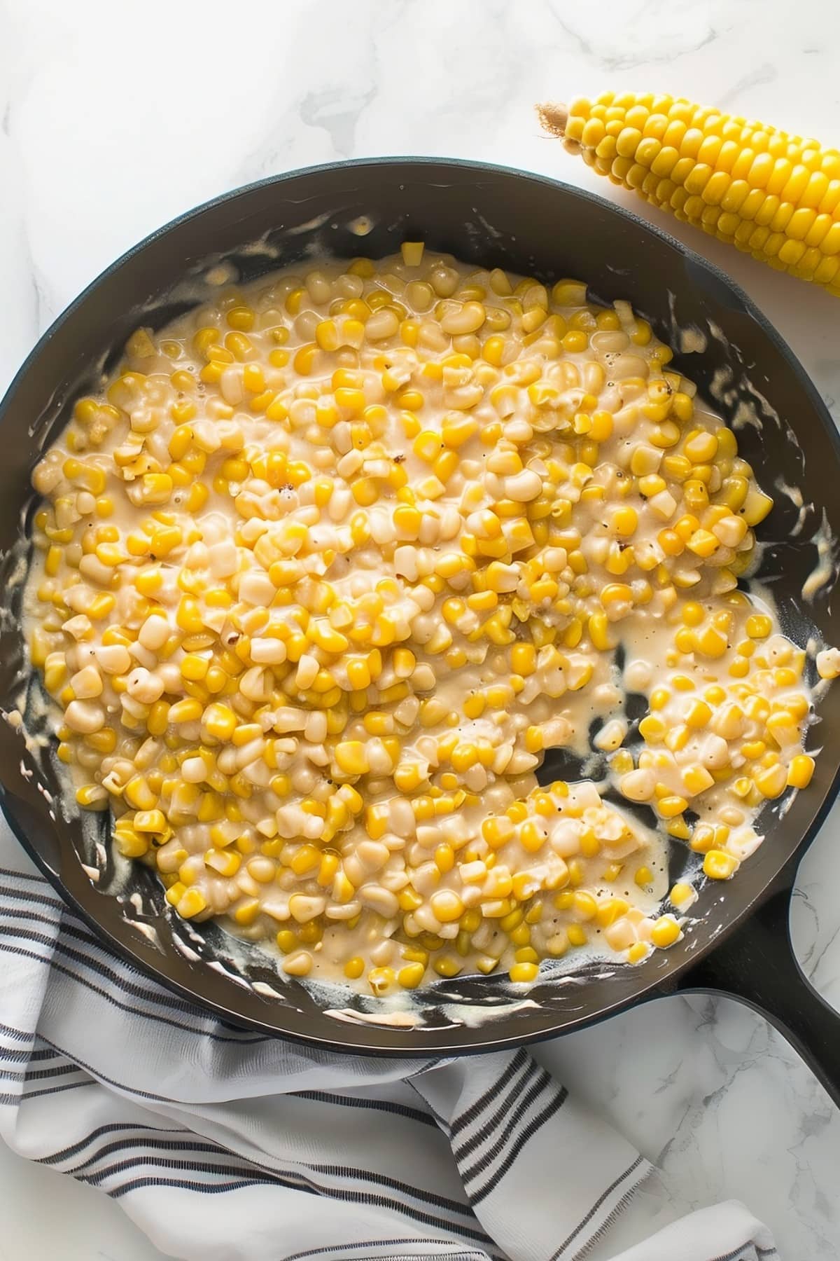 Mouthwatering corn skillet infused with the rich flavors of honey and butter, ready to be enjoyed as a comforting side dish