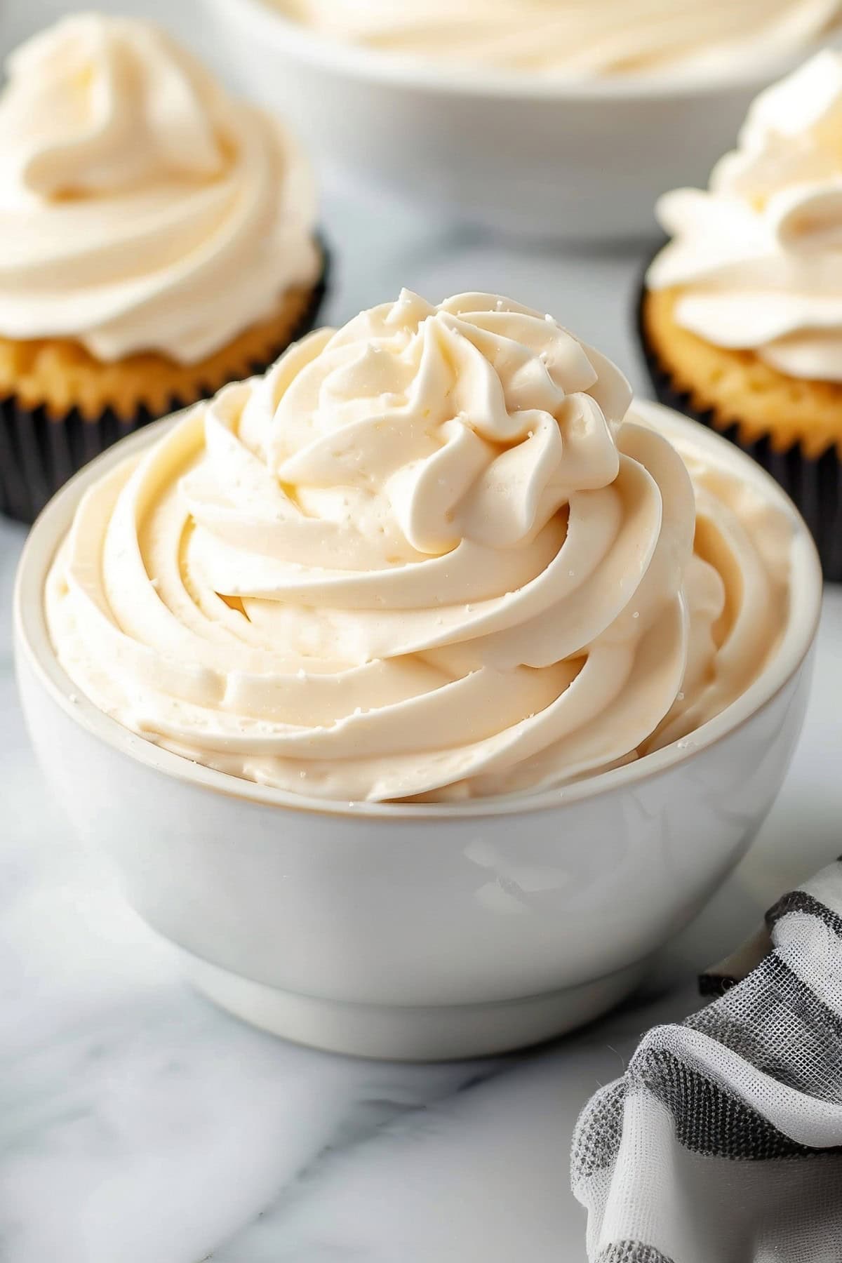 Creamy and nutty peanut butter whipped cream in a bowl