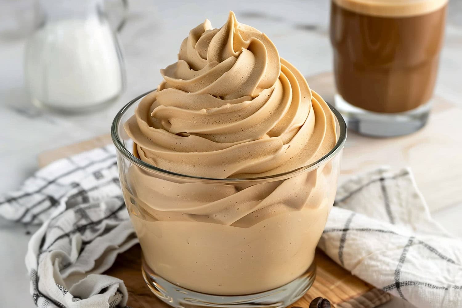 Irresistible coffee-flavored whipped cream, perfect for garnishing your favorite desserts or morning coffee