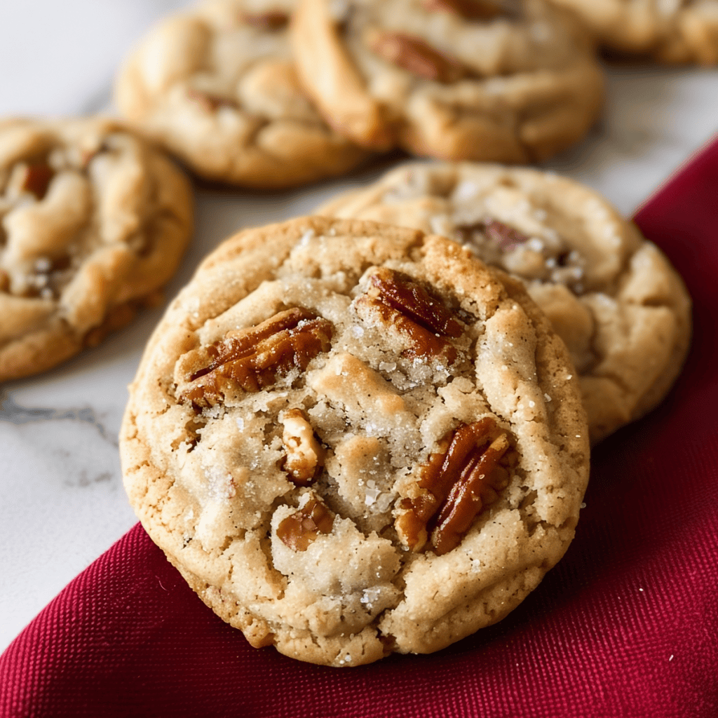 Soft and chewy homemade butter pecan cookies 