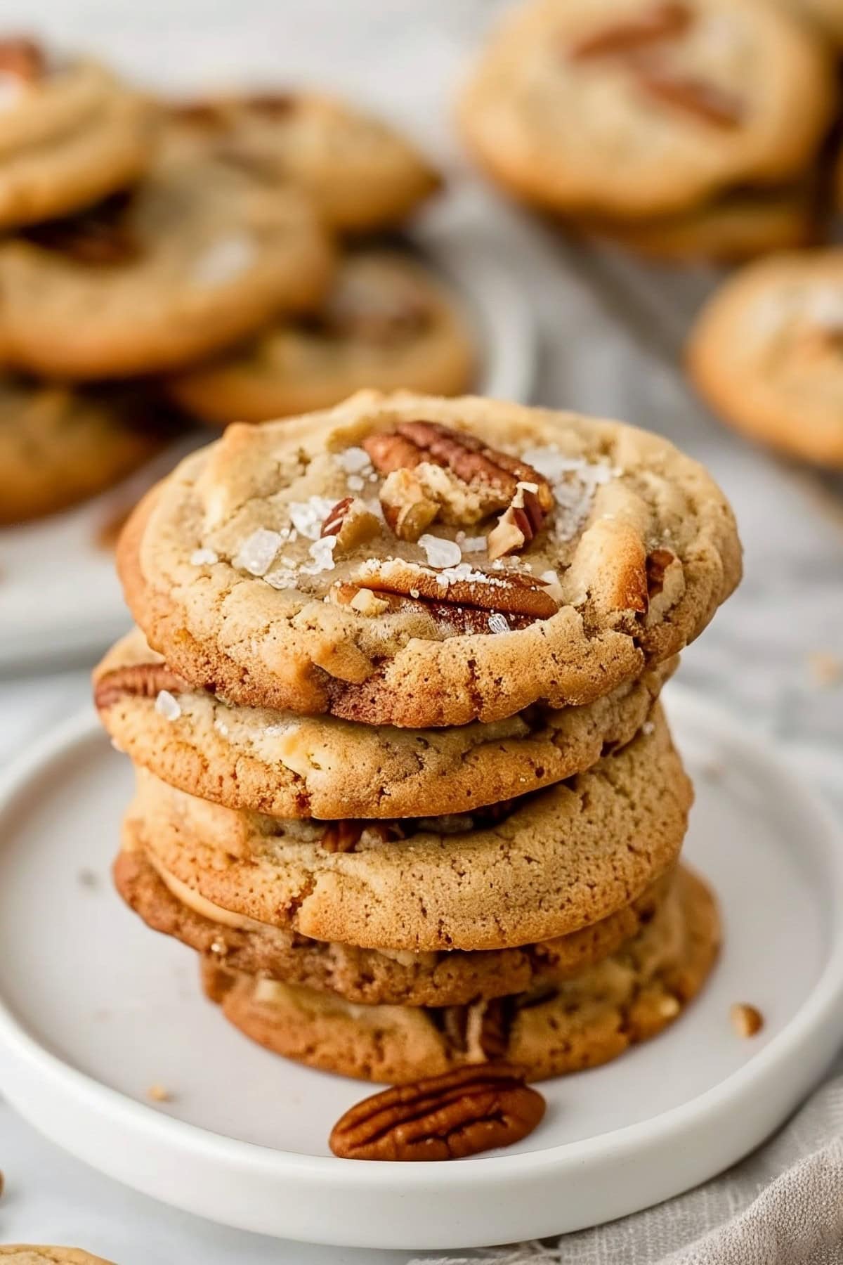 Sweet and nutty homemade butter pecan cookies with sea salt