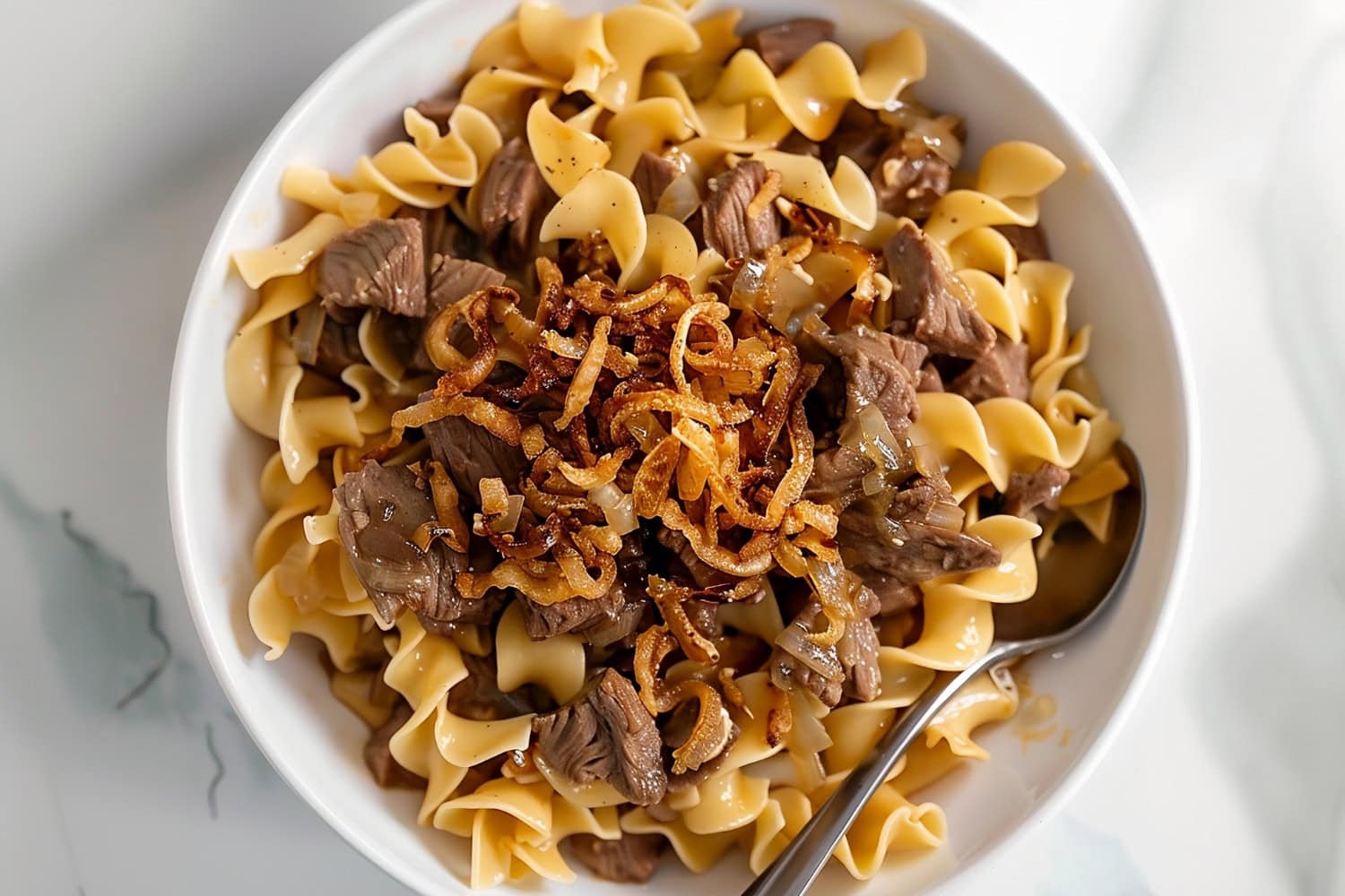 Creamy, easy and delicious one-pot dinner French onion beef and noodles