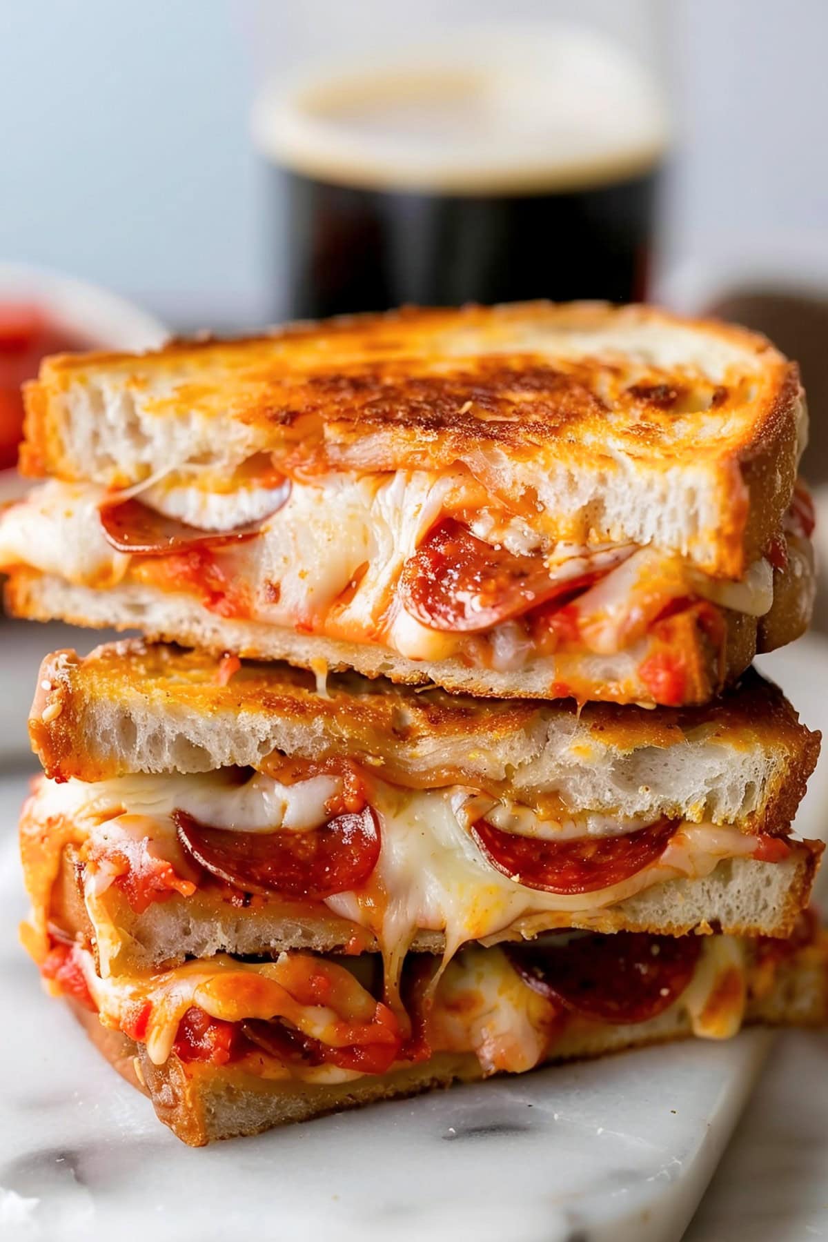 Homemade pizza grilled cheese, a fun twist on the classic sandwich that's easy to make and full of flavor