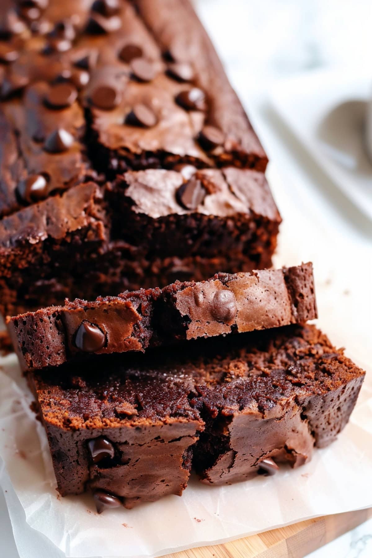 Decadent brownie bread, a rich and fudgy loaf with a moist chocolate interior