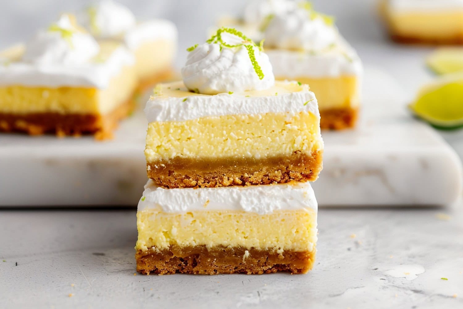 Key lime pie bars with cream cheese and graham cracker crust