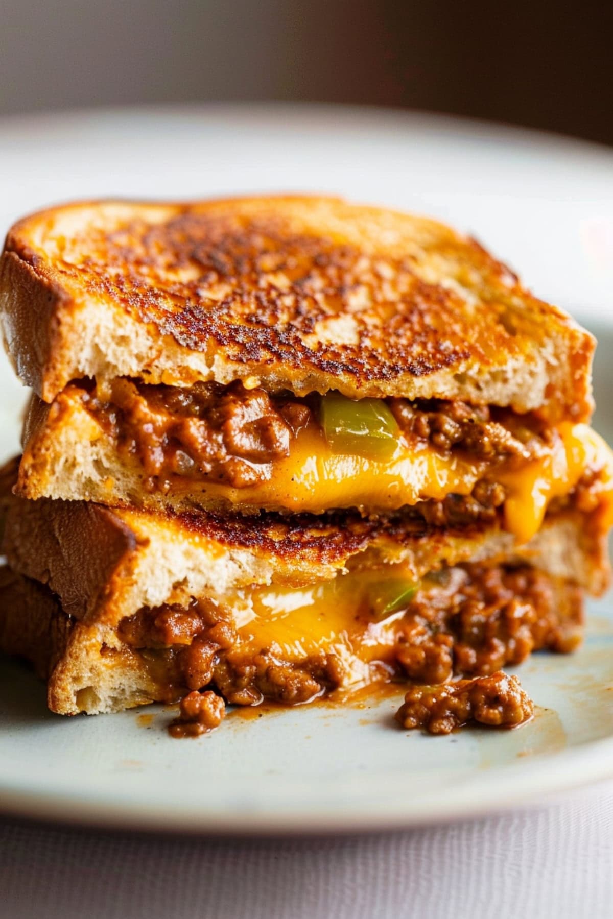 Mouthwatering sloppy joe grilled cheese, toasted to perfection and filled with rich ground beef.