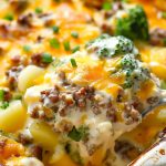 Super Close Up of Italian Sausage Breakfast Casserole