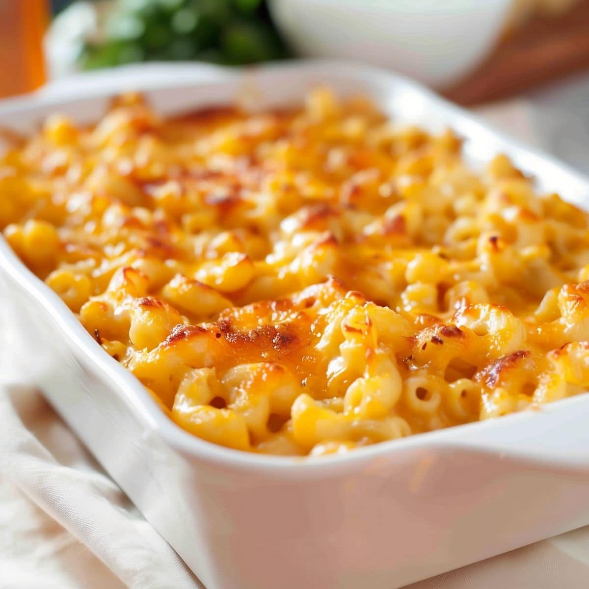 Close up of Sweetie Pie's Mac and Cheese in a Casserole Dish
