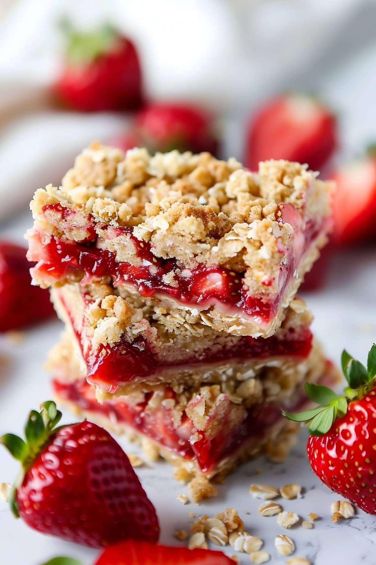 Buttery and sweet stacked of strawberry pie bars