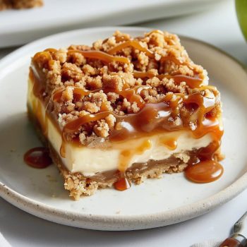 Caramel Apple Cheesecake Bars with Streusel Topping