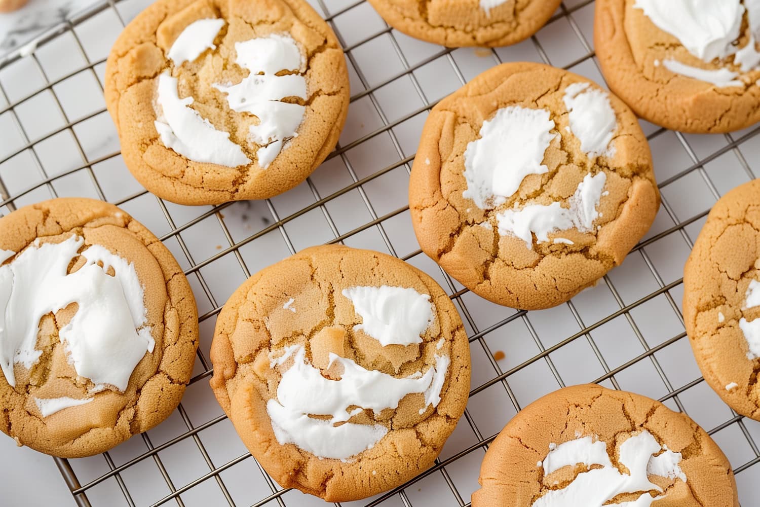 Homemade fluffernutter cookies, showcasing a perfect blend of peanut butter and marshmallow flavors.