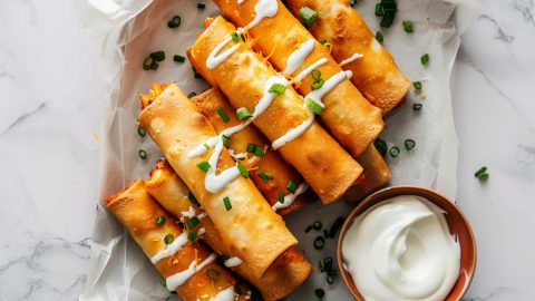 Mouthwatering taquitos with a creamy buffalo chicken center.