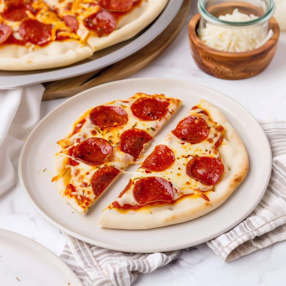 Quick and easy pita pizza, perfect for a light lunch.