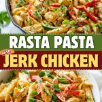 Rasta pasta with jerk chicken.