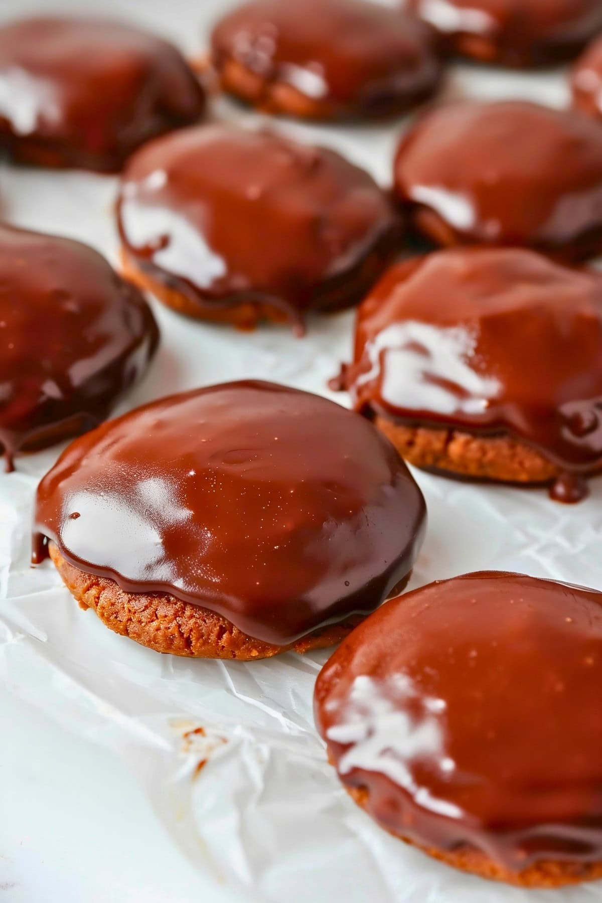 Delicious Texas sheet cake cookies, topped with a smooth chocolate frosting.