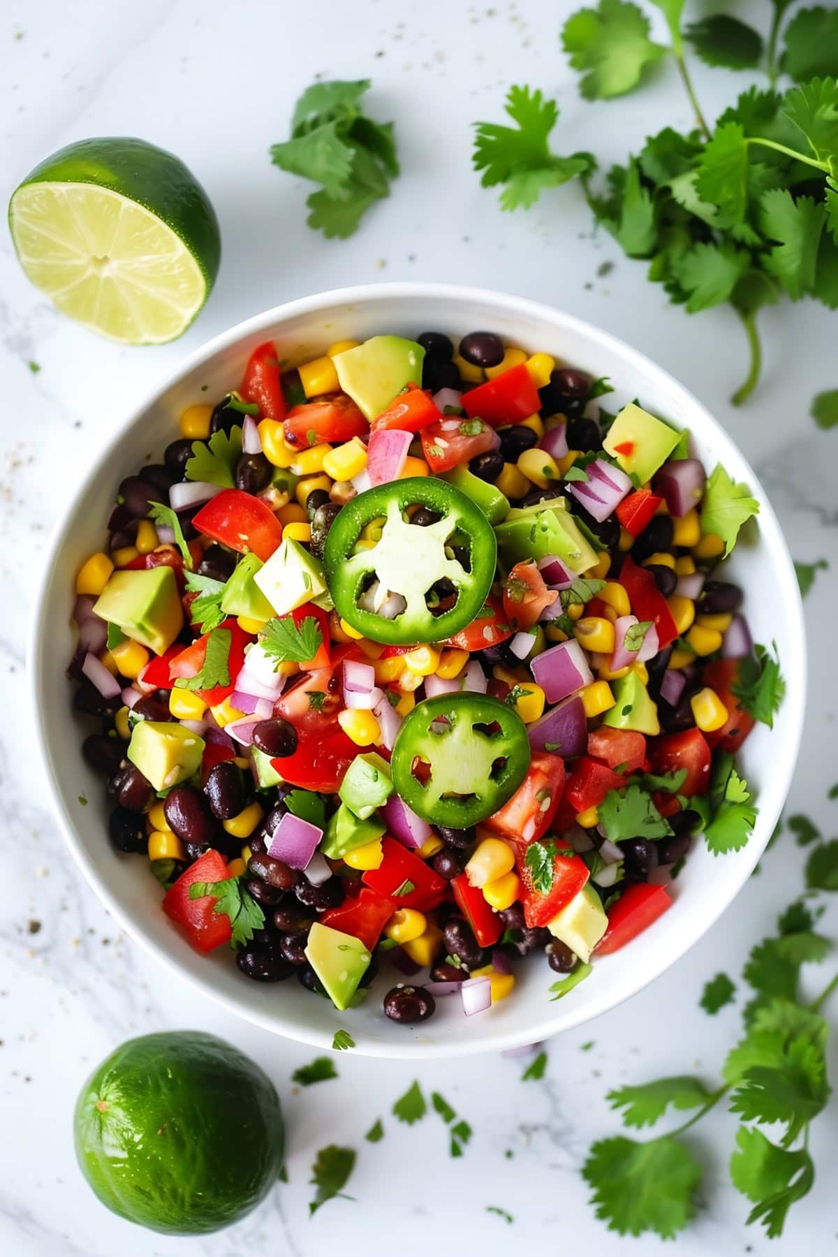 Black Bean and Corn Salad, Overhead View