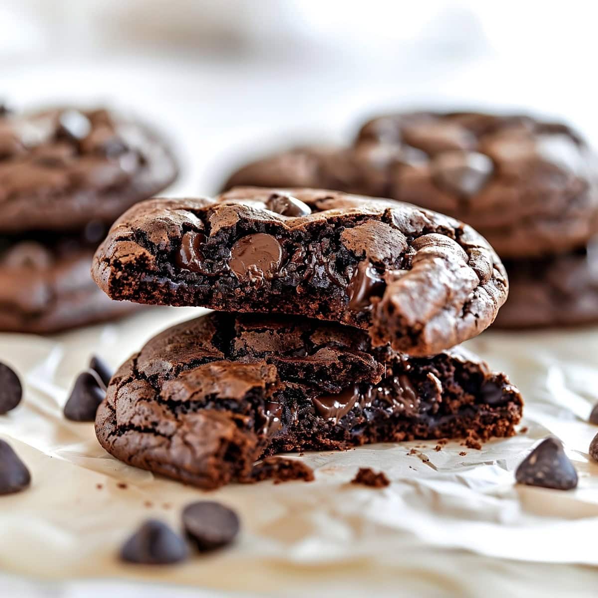 Delicious chocolate espresso cookies, fresh out of the oven and ready to be enjoyed with a cup of coffee.