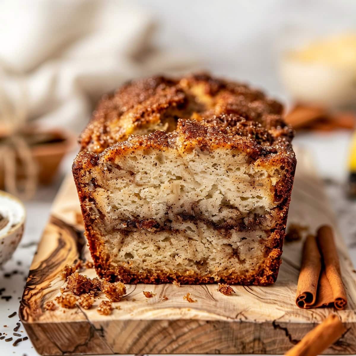 Soft and Moist Homemade Cinnamon Crunch Banana Bread