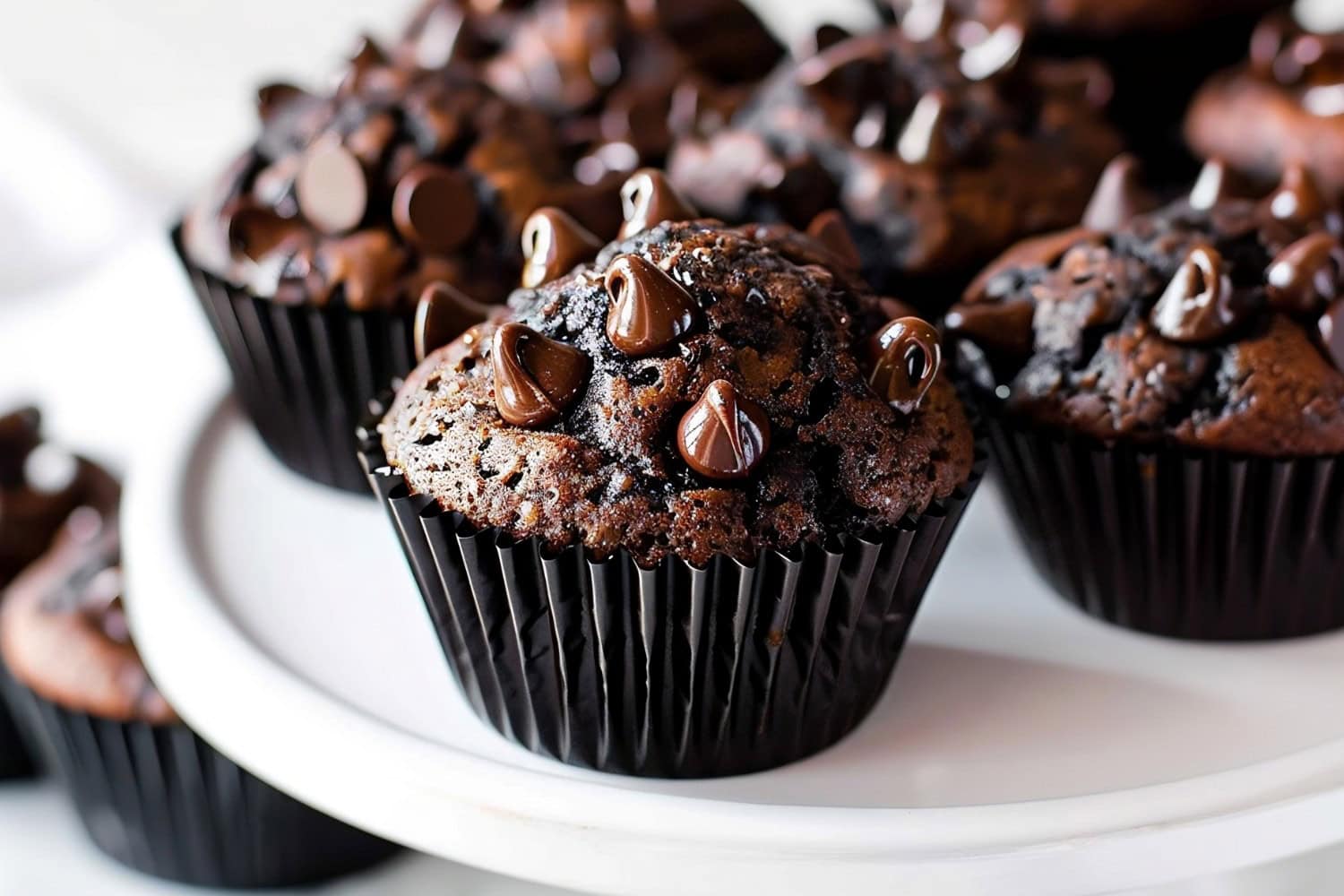 Double Chocolate Muffins On Serving Tray