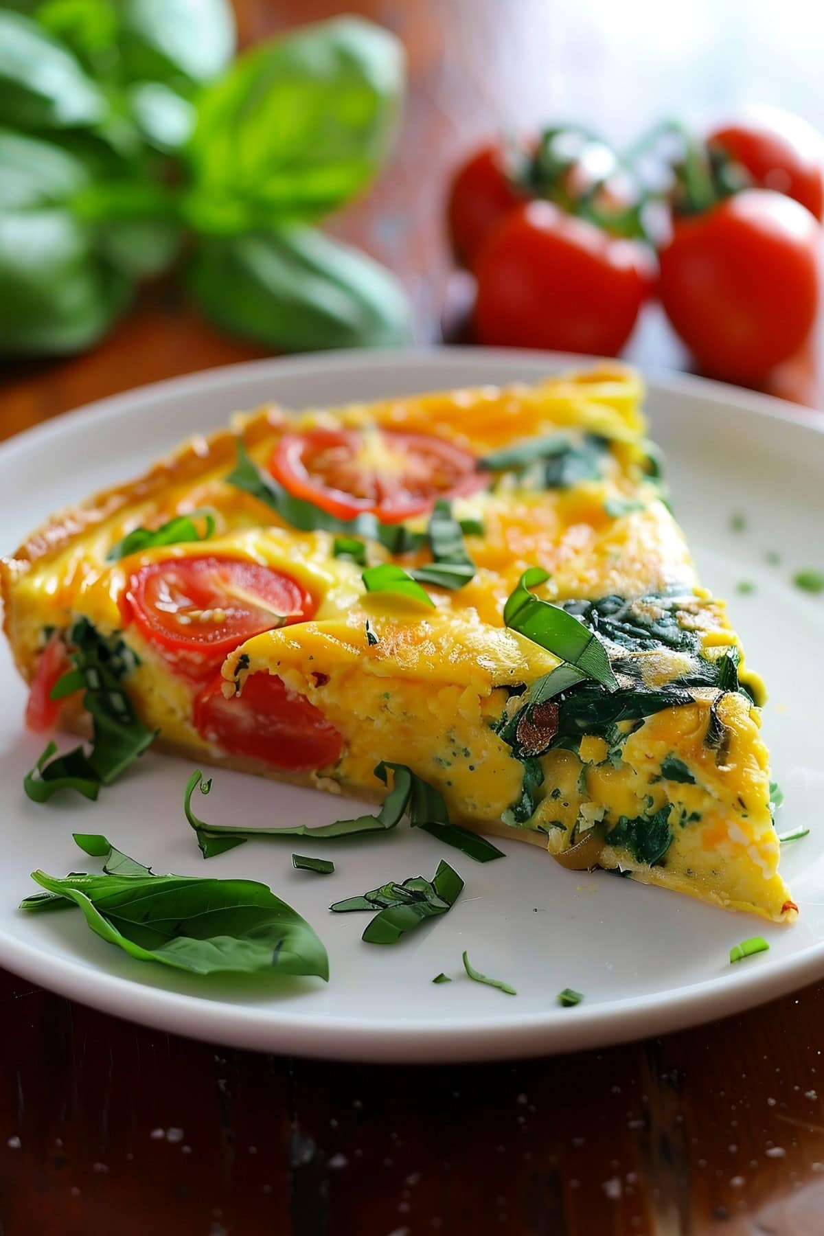 Easy Frittata Recipe with Eggs and Tomatoes in a Plate