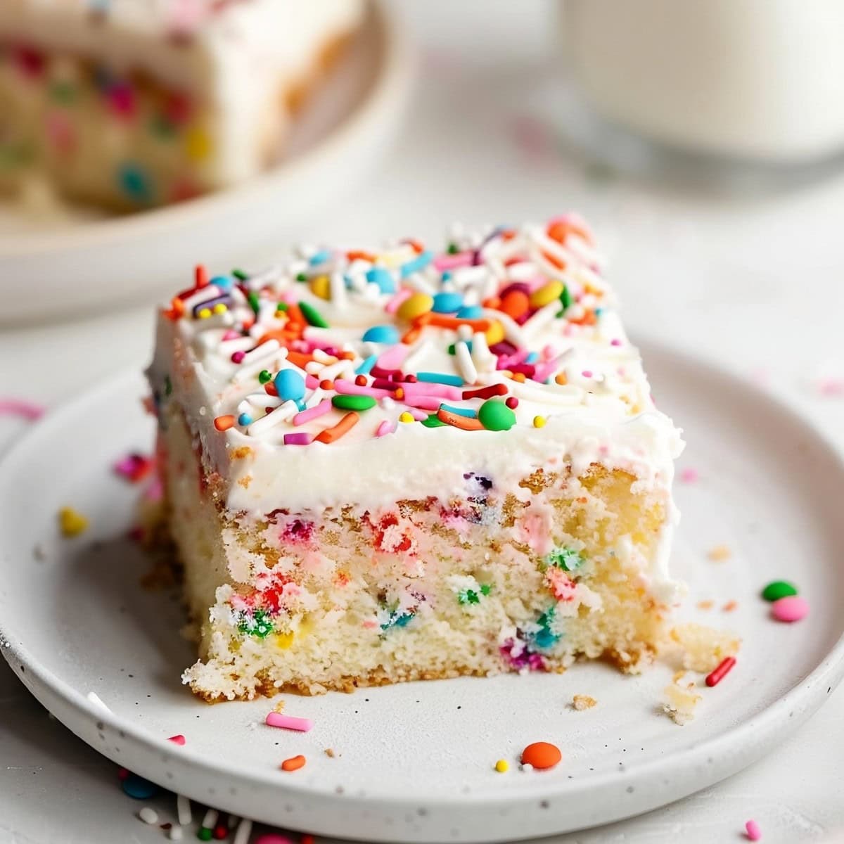 Homemade Funfetti Sheet Cake with Vibrant Sprinkles