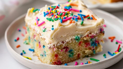 Funfetti Sheet Cake on a Plate