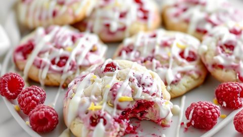 Lemon Raspberry Cookies On A Plate