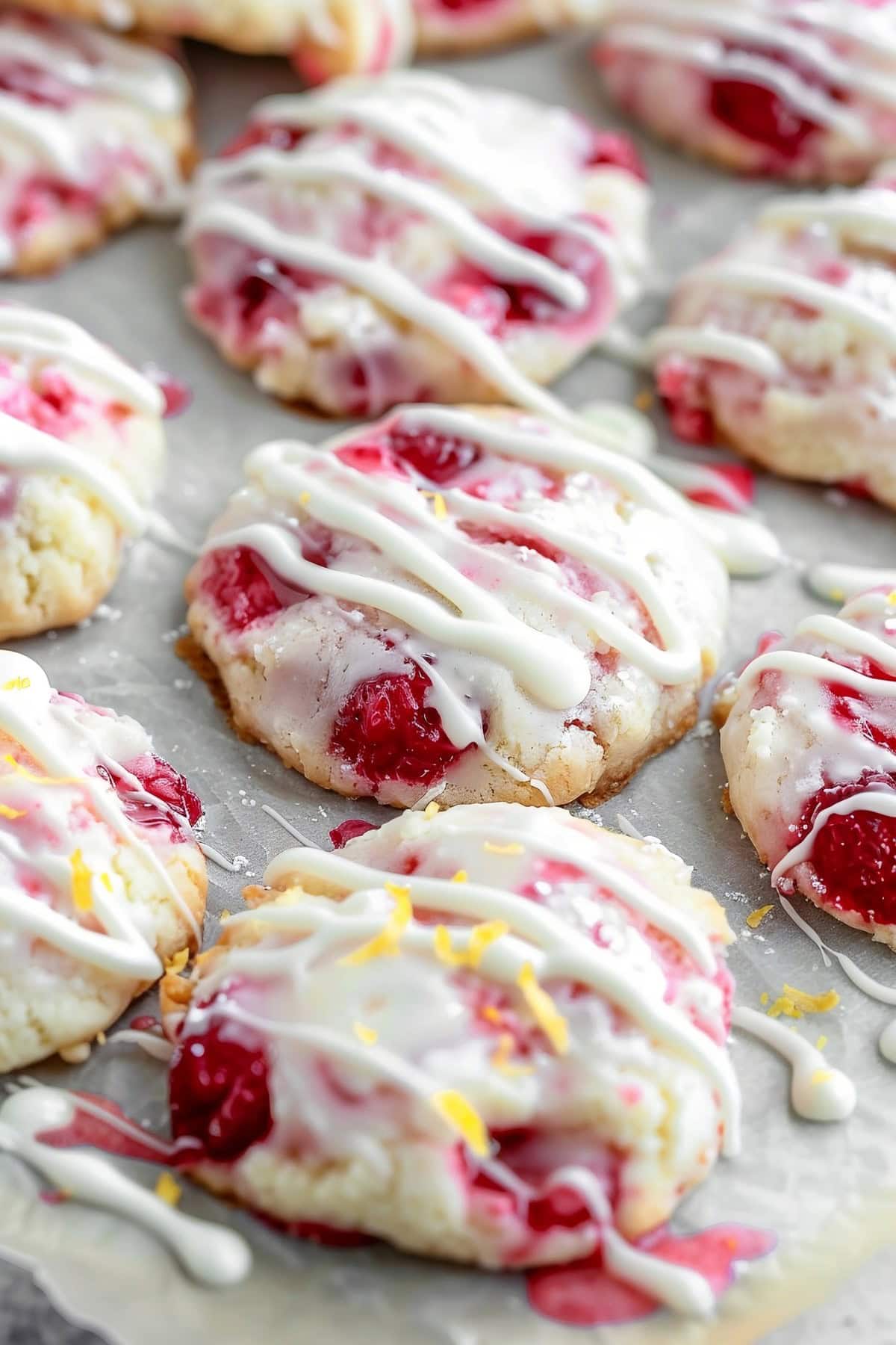 Lemon Raspberry Cookies with glaze