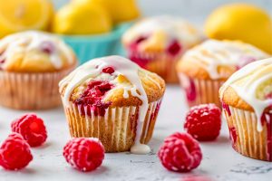 Lemon Raspberry Muffins with Glaze