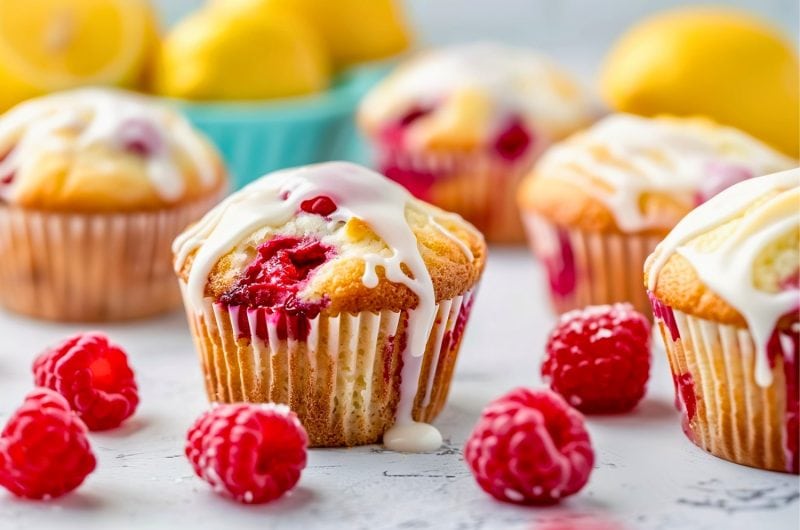 Lemon Raspberry Muffins with Glaze