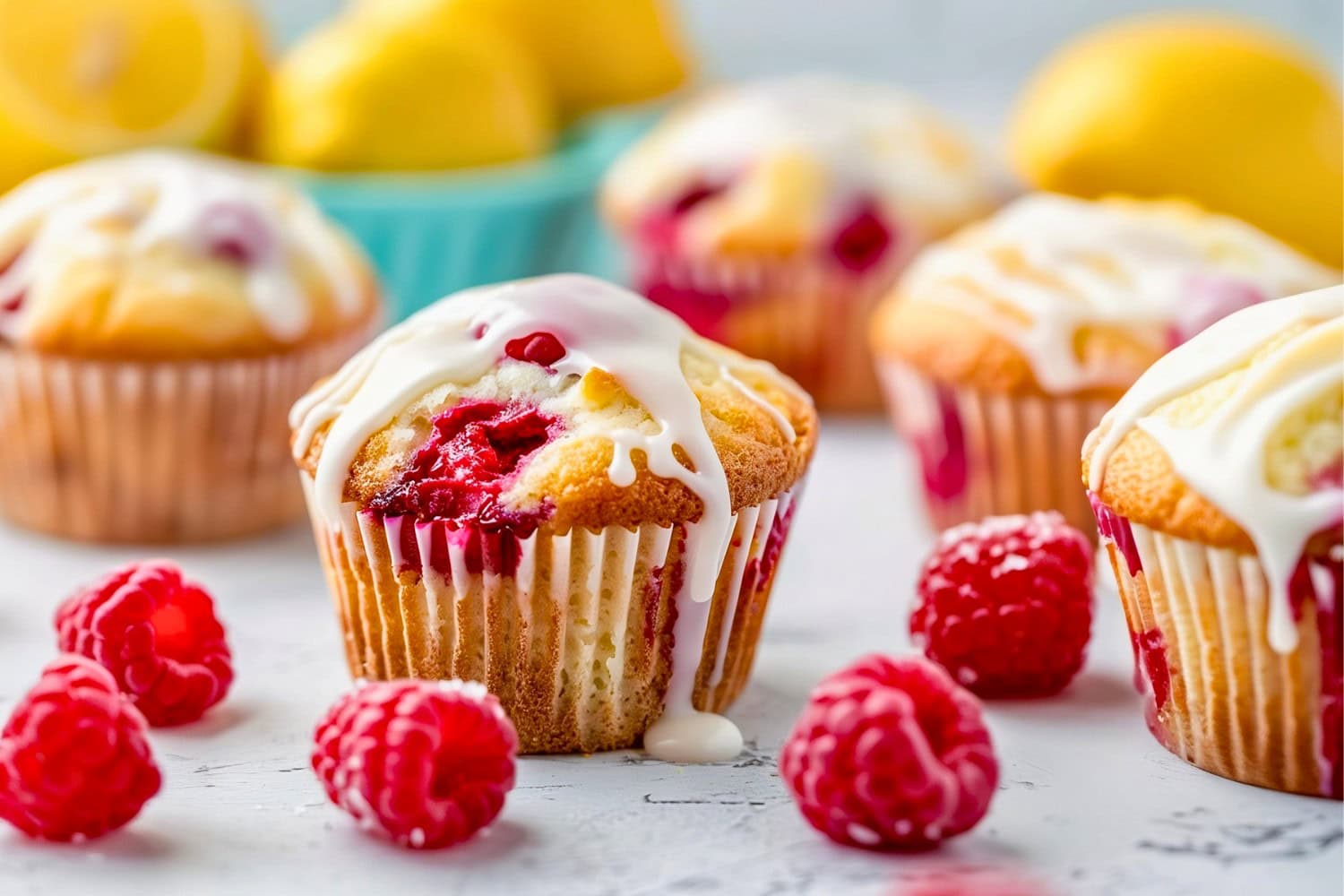 Lemon Raspberry Muffins with Glaze
