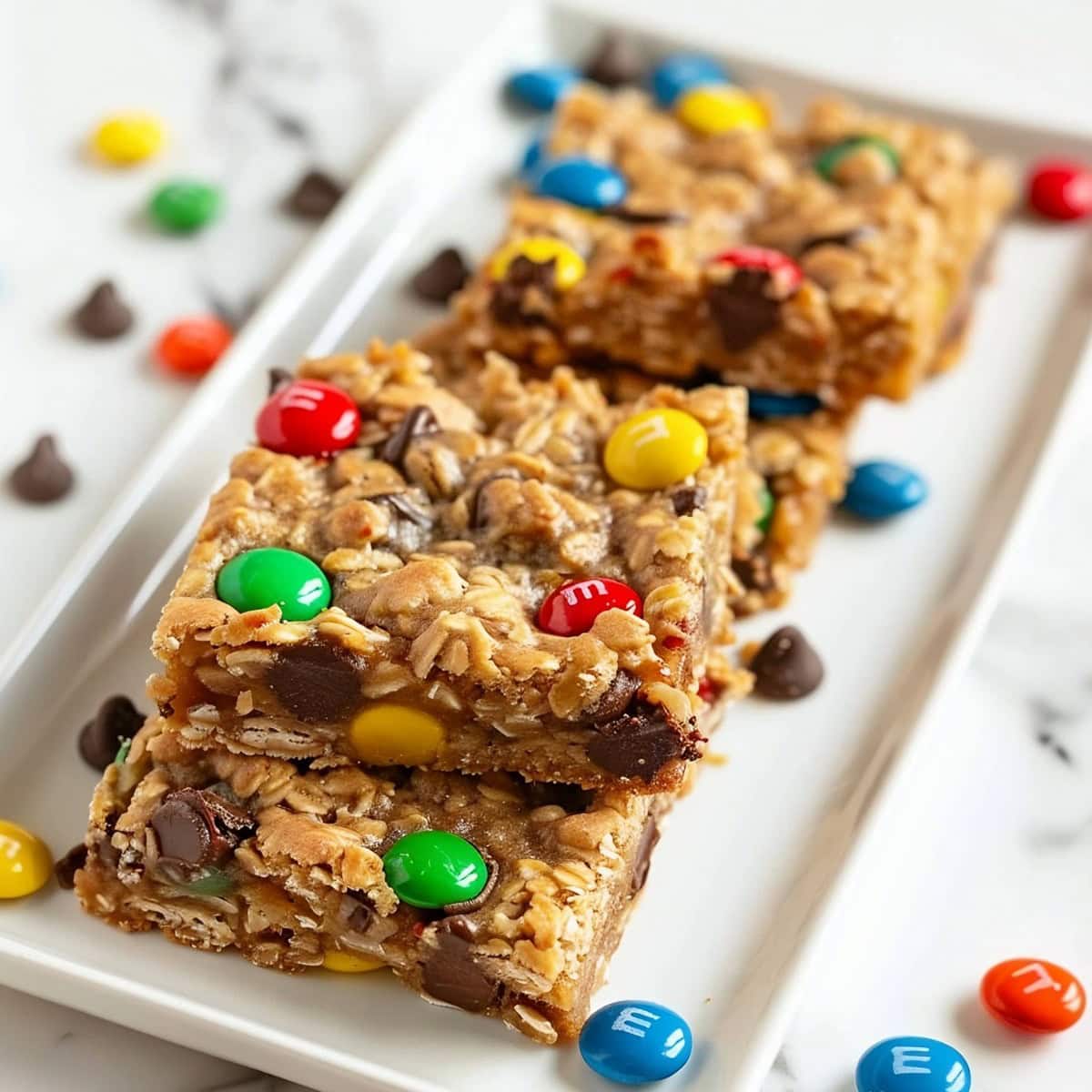 Monster Cookie Bars on a Plate