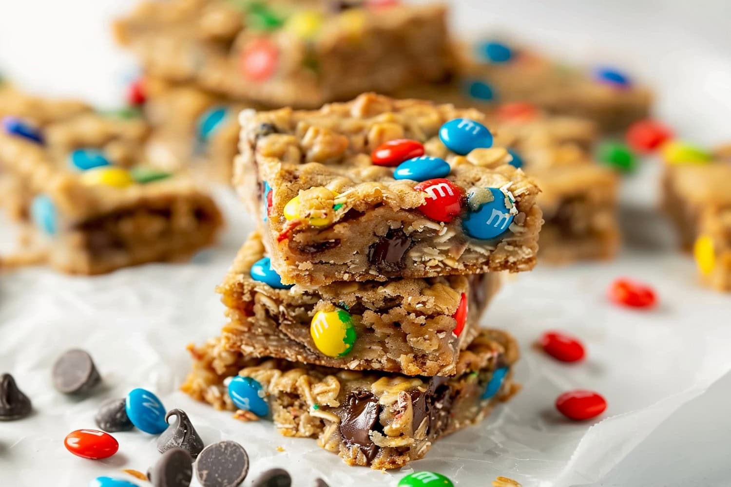 Monster Cookie Bars Stacked