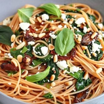 Spaghetti with Sun-Dried Tomatoes and Spinach