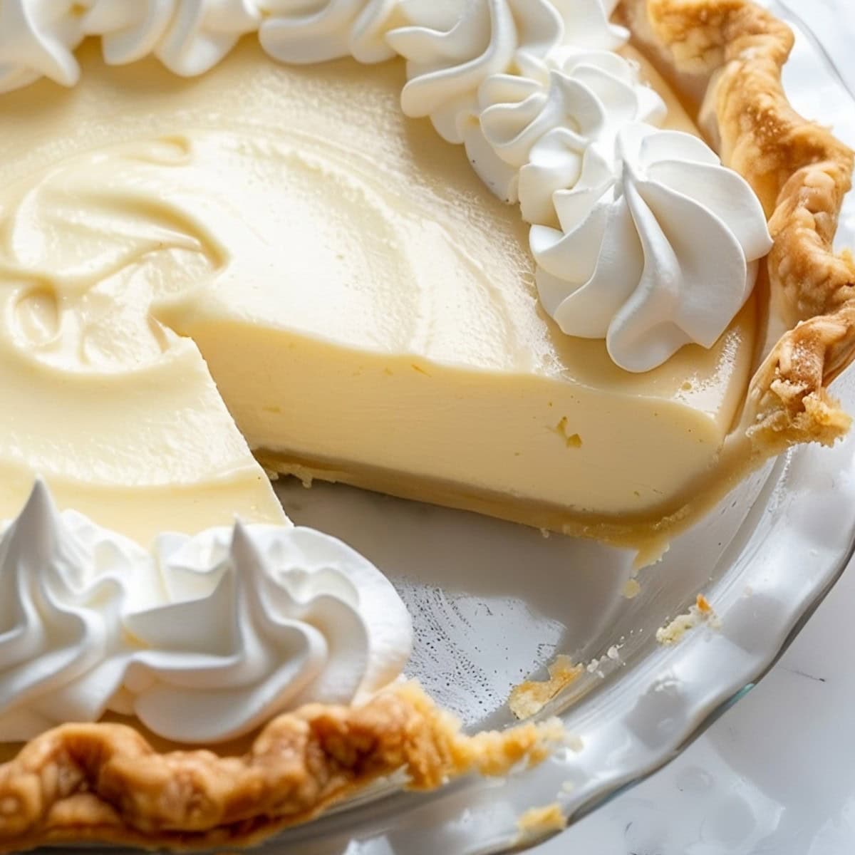 Vanilla Cream Pie With Slice Missing