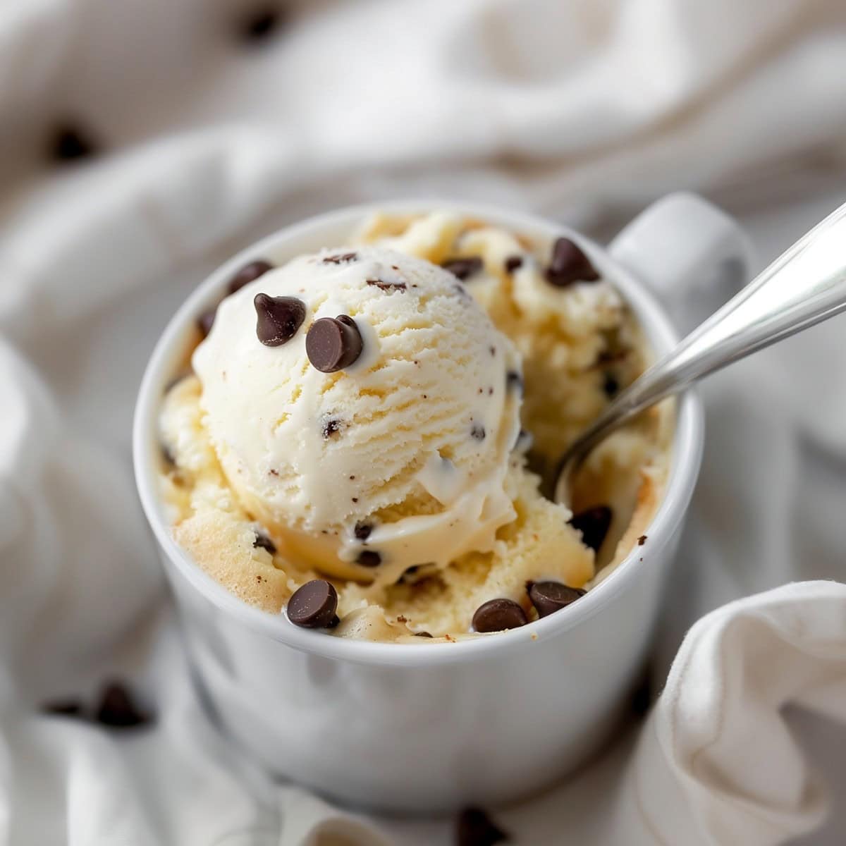 Vanilla Mug Cake with ice cream