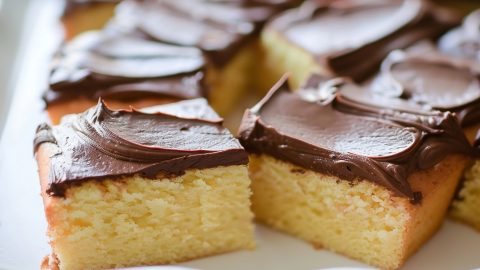 Yellow Sheet Cake with Chocolate Frosting