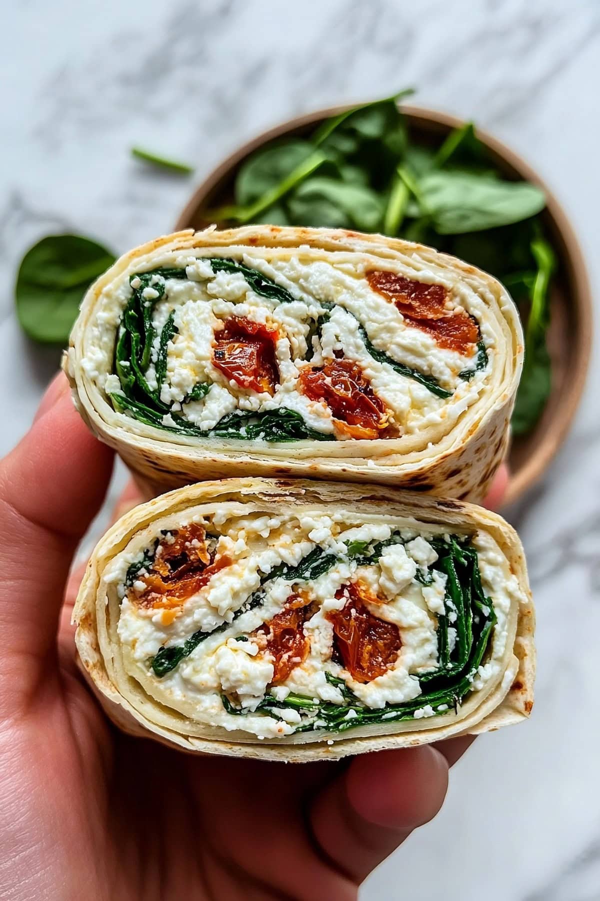 Healthy and tasty copycat Starbucks spinach feta wrap.