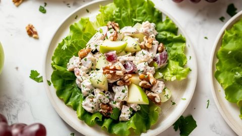 Homemade apple walnut salad with a mix of sweet and savory flavors.