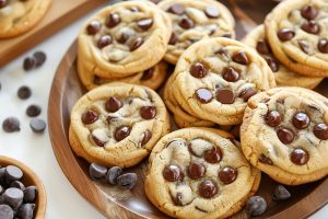 Chocolate chip pudding cookies with a soft, cake-like interior.