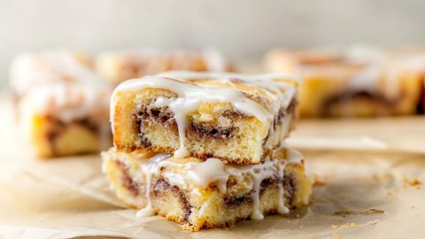 Moist cinnamon roll cake with a rich, buttery filling.