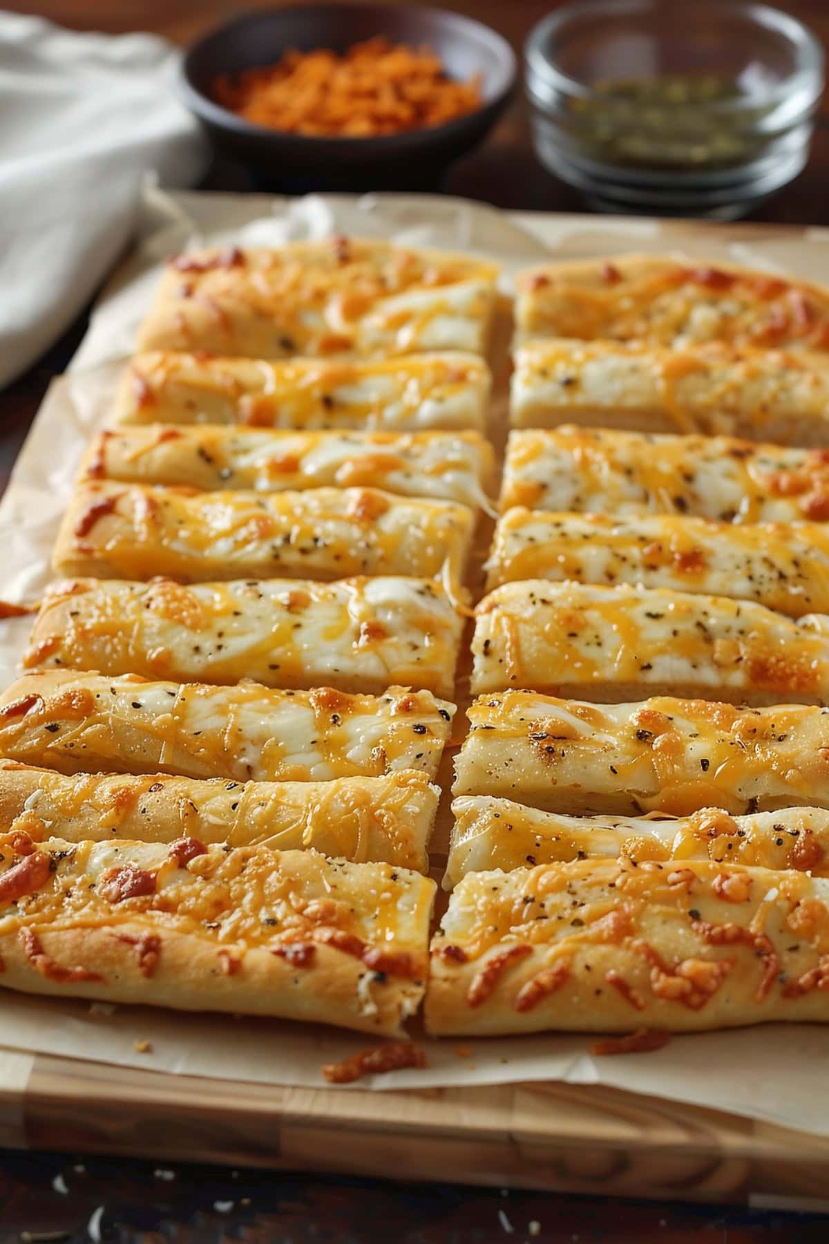 Copycat Little Caesar's Italian Cheese Bread garnished with parsley.