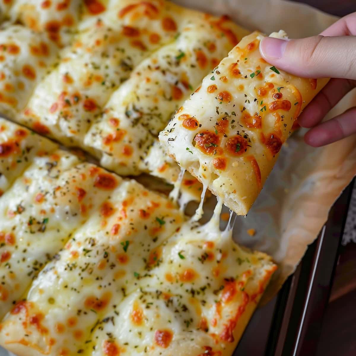 Warm and delicious copycat Little Caesar's Italian Cheese Bread ready to be enjoyed.