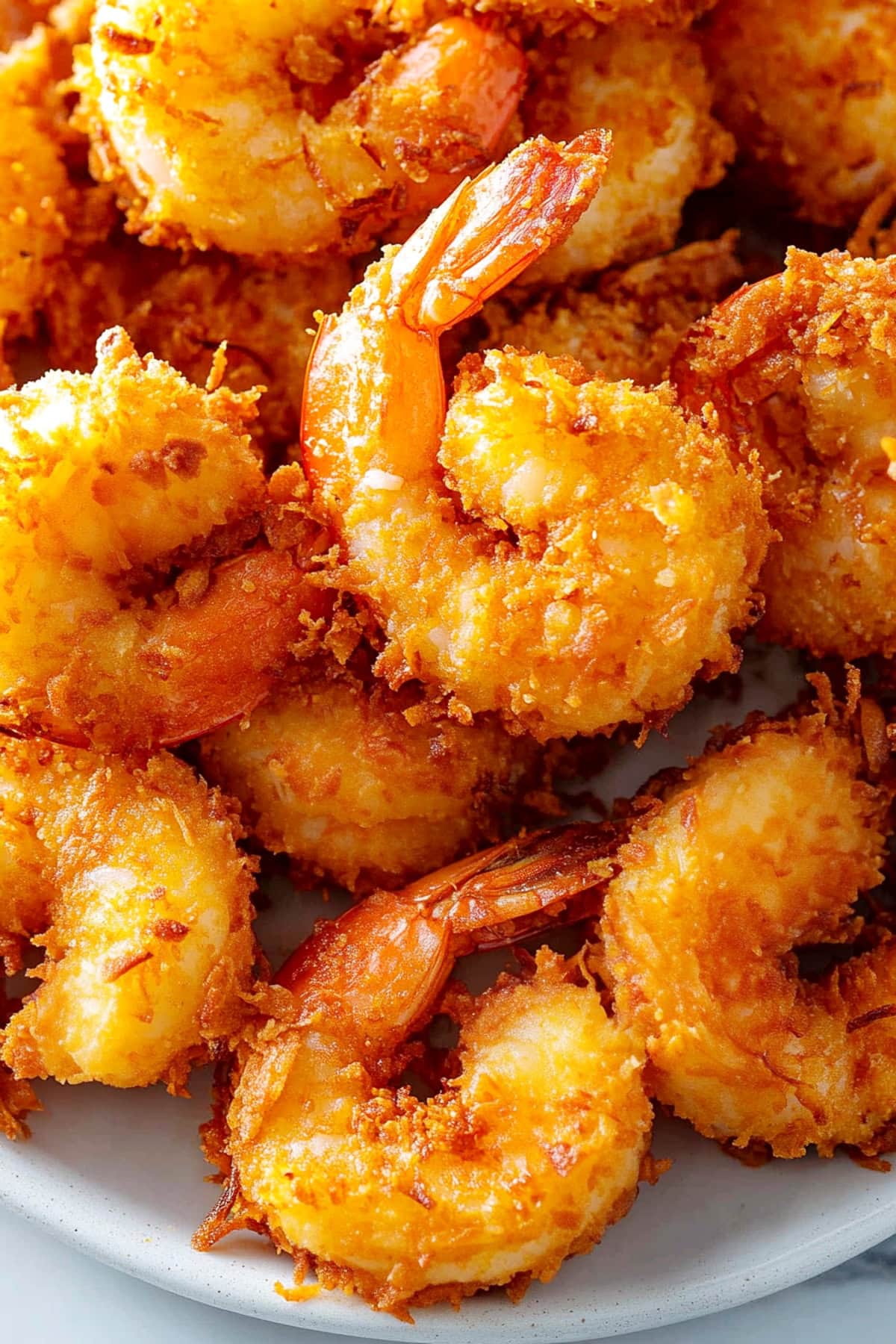 Homemade copycat Red Lobster coconut shrimp on a plate, close-up