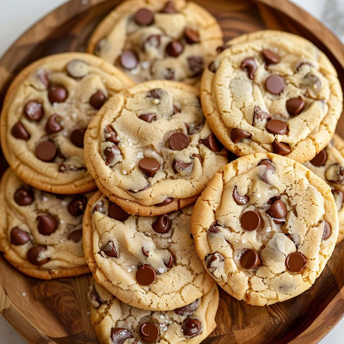 Soft and chewy chocolate chip pudding cookies with melty chocolate chips and sea salt.